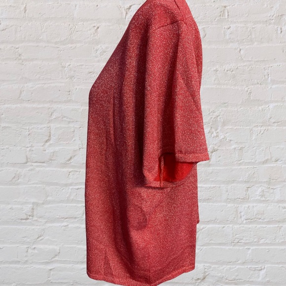 Susan Graver Fuchsia Berry Pink Metallic Knit Top - Picture 2 of 8